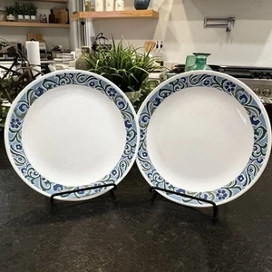 Corelle SERENITY 10” Dinner Plates White Blue Floral Set of 2 - Picture 1 of 4