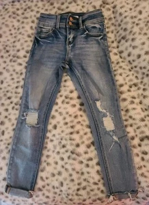 KanCan Jeans Kids Girls Mid-rise Ankle Skinny SZ 10 girls distressed Adj Waist - Picture 1 of 4