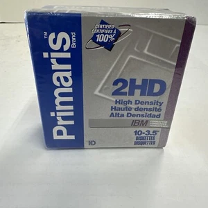 💾💻 Primaris 2HD 3.5" Disks Diskettes 1.44MB 10-Pack IBM formatted NEW Sealed - Picture 1 of 6