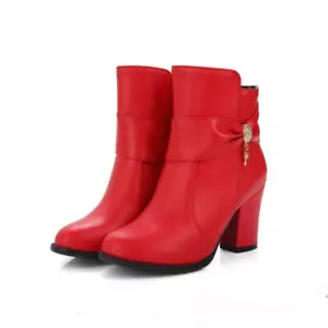 Zapatos para mujer de cuero sintético tacones altos con cremallera botas al tobillo talla grande EE. UU. - Imagen 1 de 19