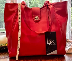 BUXTON NEW Tote Large Shopper Red Paris Big Laptop Padded 15 x 18 TRAVEL Holiday - Picture 1 of 9