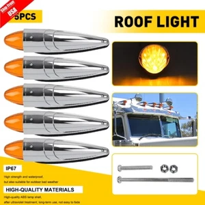 5X Chrome Lens 17 LED Amber Light Torpedo Cab Marker Roof Running Top Lamps Kit - Picture 1 of 13