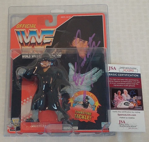 WWF Hasbro Red Card Cloak UNDERTAKER Autographed Signed JSA WWE MOC Wrestling Cover