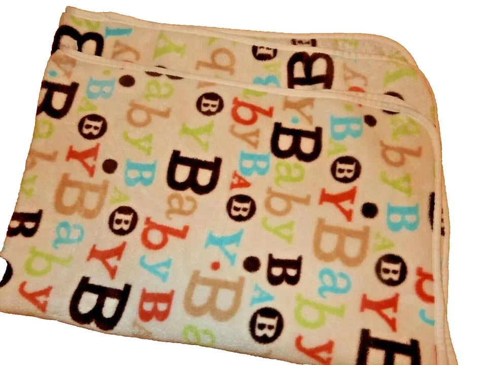 Juego 5D de 2 CIRCO BABY Estampado Multicolor Felpa Vellón Cuna Bebé Manta ABC Marrón Foto 1 de 4