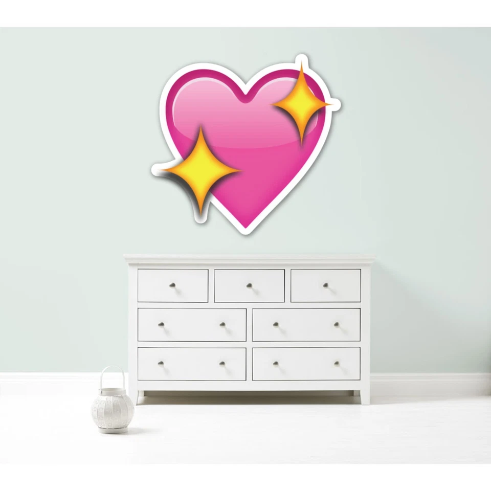 KAPOW BOOM GRAPHICS Emoji Sparkly Heart Love Vinilo Pared Coche Calcomanía GIGANTE GRANDE 5 Tamaños Dormitorio