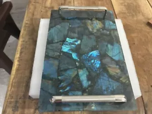 Labradorite Stones Serving Tray with Handles, Cake Platter, Charcuterie Board - Picture 1 of 9