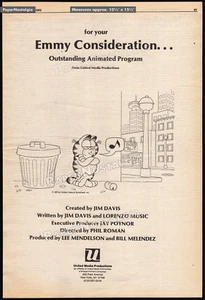 GARFIELD ON THE TOWN__Original 1984 impresión comercial anuncio/promoción de consideración Emmy - Imagen 1 de 1