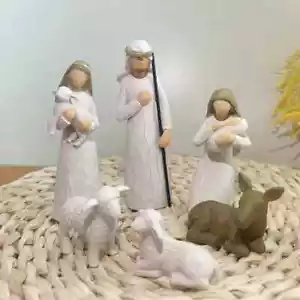 Juego de 6 figuras de belén esculpidas pintadas a mano - Imagen 1 de 12