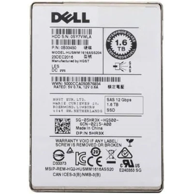 Dell 5HR3X 05HR3X 1.6TB SAS 12G SSD 2.5 HDD HUSMR1616ASS204 - Image 1 of 2