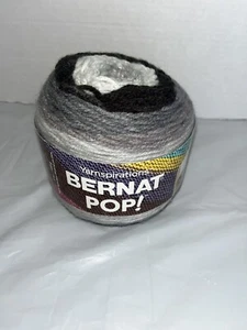 Spinrite-Bernat Pop! Yarn-Ebony And Ivory - Picture 1 of 4