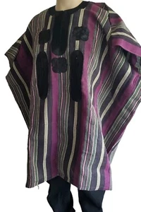 ASO OKE 1 PC DASHIKI NIGERIAN PURPLE/ BLACK/WHITE FOR MEN AND COLLEGE STUDENTS. - Picture 1 of 5