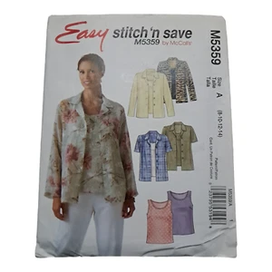 McCall's Easy Stitch n Save M5359 Sewing Pattern Size A 8,10,12,14 Blouse Shirt - Picture 1 of 2