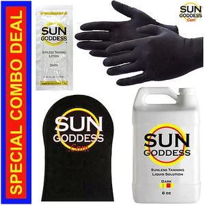 Best Spray Tan Solution - DARK - 8 oz + Sunless Tanning Self Tanner Lotion Mitt - Picture 1 of 11