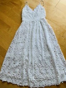 Schönes Träger Kleid H&M Gr 36 Weiß Gehäkelt Spitze Hochzeit Blogger 🌸 - Bild 1 von 9