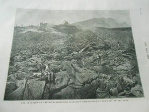 Old Print 1878 - The Eruption of Vesuvius - Observatory at The Foot of the Cone - Imagen 1 de 1