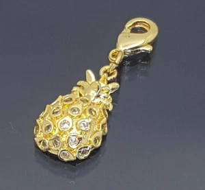 18K Gold Filled Stunning Italian Simulated Diamond 18ct GF Pineapple Charms 15mm - Picture 1 of 11