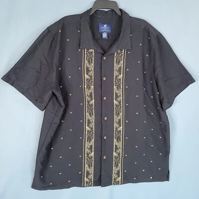 Caribbean Joe Men's Button Up Shirt Short Sleeve Black Size 2XL - Image 1 of 4