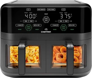 Forno Friggitrice ad Aria 6 Quart Doppio Cestello con Finestre Facile Visualizzazione, Finitura Sincronizzata, Hi-Fry, - Foto 1 di 8