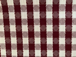 LOVELY BURGUNDY AND WHITE TUFTED GINGHAM FABRIC-38 X 45 #25-6-215 - Picture 1 of 2