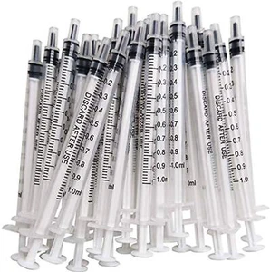 100PCS 1ml 1cc Syringe No Needle Plastic Syringe for Pets Oral Refilling Oil ... - Picture 1 of 7