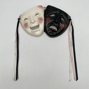 Retro Vtg Clay Art Comedy Tragedy Mask San Fran California USA Theatre Wall Hang - Picture 1 of 10