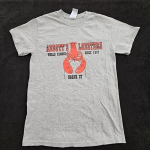 Abbott's Lobsters Noank CT Gray Short Sleeve Cotton Blend T-Shirt Men's S - Picture 1 of 9