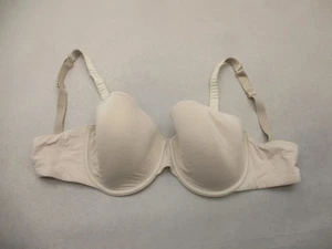 34D Thirdlove Womens Beige Pima Cotton Blend Lined Underwired Demi Bra 10R - Picture 1 of 9