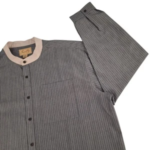 Camicia Scully con bottoni uomo XXL grigio/blu a righe fascia colletto cowboy rodeo western - Foto 1 di 15
