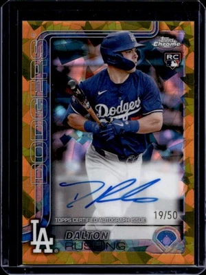 2025 Topps Cromo Zafiro Dalton Rushing Rookie Auto Gold Refractor #19/50 Foto 1 de 2