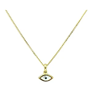 9ct 9k Yellow Gold Small Elliptical Evil Eye Charm Pendant 0.64 Grams. Brand New - Picture 1 of 7