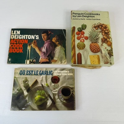 Penguin Cookbooks by Len Deighton Action & Garlic Box Set 1967 Vintage Slipcase - Image 1 of 4