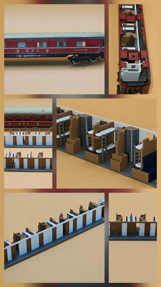 MAUSIS 3D DRUCK Märklin H0 4064 / 4130 - Inneneinrichtung Schlafwagen. Mehrfarbig. 3D Druck. Neu
