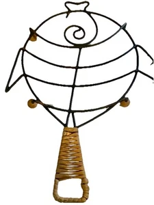 Fish Trivet Laurids Lonborg Denmark Metal Rattan Wicker Wood Balls Danish MCM - Picture 1 of 2
