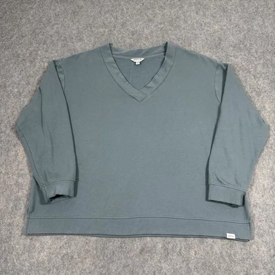 Suéter ligero elástico manga larga cuello en V Orvis para mujer talla XXL azul verdoso Foto 1 de 4