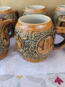 Set 6 tazze piccole vintage Gerz West German Castle Stein - Foto 1 di 9