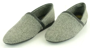 L.B. Evans Men's Black & White Slippers W/ Leather Soles Size 11.5 - Picture 1 of 12
