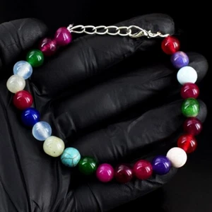 Dazzling Ruby, Emerald & Onyx 87.00. Cts Beaded Exclusive Bracelet VK 30 E695 - Picture 1 of 3