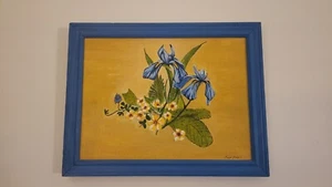 Linda Phelps Original Acrylic Iris & Wildflowers Painting, Signed - Picture 1 of 6