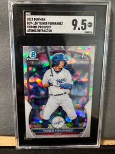2023 Bowman Chrome Prospects Atomic Refractors #BCP138 Yeiner Fernandez SGC 9.5 - Picture 1 of 2