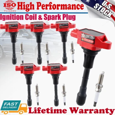 6 个点火线圈 + 火花塞适用于日产 Maxima Murano 探路者英菲尼迪 UF550 — 第 1/4 张图片