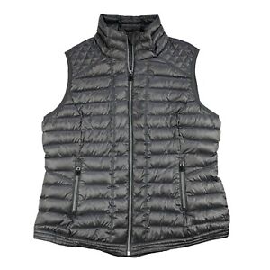 Tommy Hilfiger Sport Womens XL Shiny Silver Full Zip Down Insulated Puffer Vest