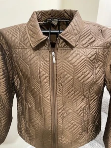Jane Ashley Brown Coat Jacket Size XL Brown/Copper Tint Lightweight Quilted - Picture 1 of 11
