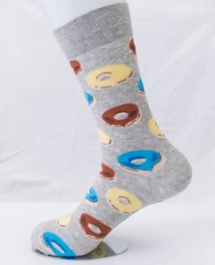 Gray Donut Socks Novelty Unisex 6-12 Crazy Fun SF08 - Picture 1 of 1