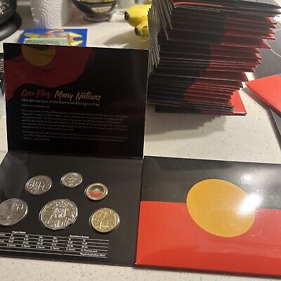 2021 Australian 6 Coin Unc Mint Set - Coloured $2 Aboriginal Flag Coin In Stock • 25$