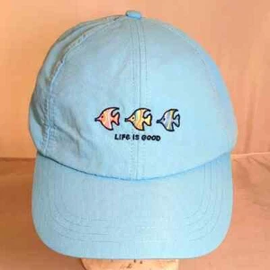 Life Is Good Women's Active Fit Hat Cap Sky Blue Three Fish Adjustable Strapback - Picture 1 of 6