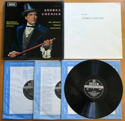 SXL 2208/10 WB Giordano Andrea Chenier Del Monaco Tebaldi 3LP Decca ED3 Box Set - Image 1 of 4