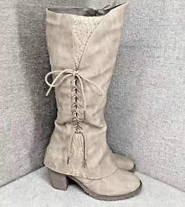 Botas de encaje Muk Luks para mujer 7 topo cremallera lateral 17,5 pulgadas con capucha espatas laterales con cordones - Imagen 1 de 12