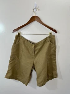 J Jill Womens Linen Shorts Size L 14 Petite Green Classic Minimalist Beachy - Picture 1 of 9