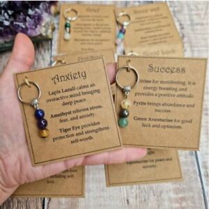 Bag Pendant Healing Gem Keychain Greeting Card Gift Encourage Keychain Bag