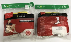 Hanes Men's Cushion Ankle Socks, White, Shoe Size 6-12, 12 pairs - Picture 1 of 1